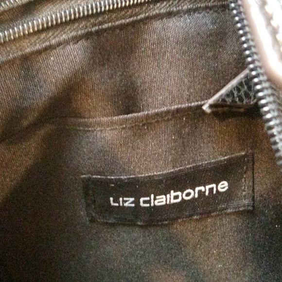 EUC💕 LIZ CLAIBORNE BLACK LEATHER  SATCHEL BAG 14" X 10" - Picture 9 of 11